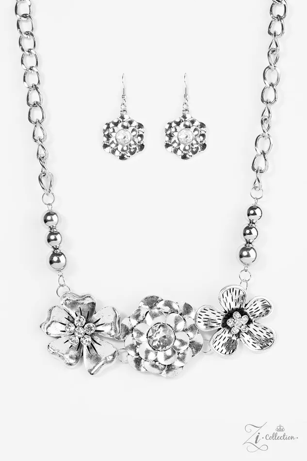 Abloom Zi Collection 2017 Paparazzi Silver Flower Statement Necklace LeCricias Encore Paparazzi Accessories Necklaces