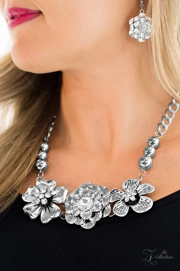 Abloom Zi Collection 2017 Paparazzi Silver Flower Statement Necklace LeCricias Encore Paparazzi Accessories Necklaces