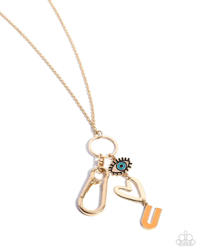 Abstract Allegiance Gold I Love You Heart Charm Lanyard Necklace Paparazzi Paparazzi Accessories Necklaces Abstract Allegiance Gold I Love You Heart Charm Lanyard Necklace Paparazzi Paparazzi Accessories Necklaces