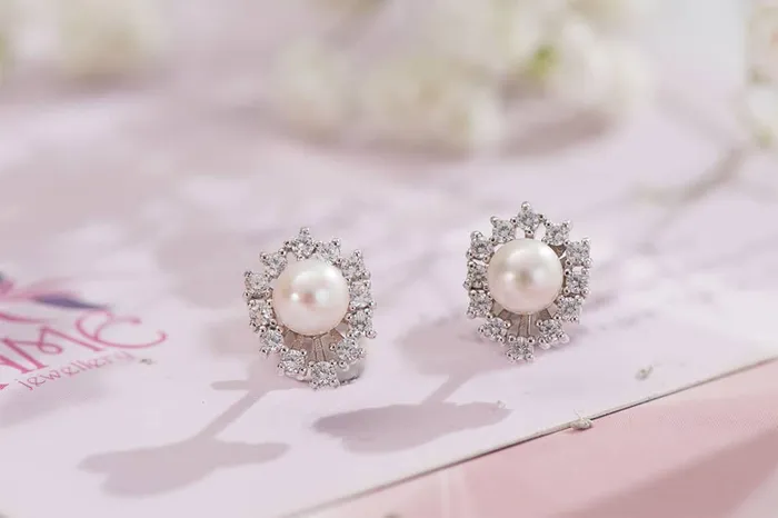 AME Jewellery 5mm White Freshwater Cultured Pearl Flower Earrings in Sterling Silver Earrings AME Jewellery 5mm White Freshwater Cultured Pearl Flower Earrings in Sterling Silver Earrings