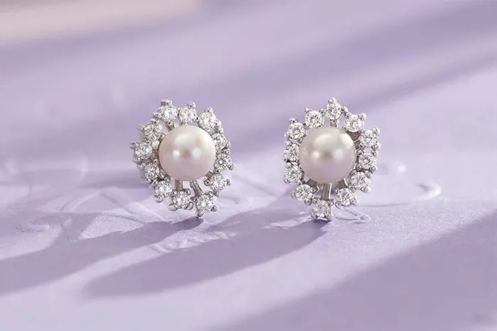 AME Jewellery 5mm White Freshwater Cultured Pearl Flower Earrings in Sterling Silver Earrings