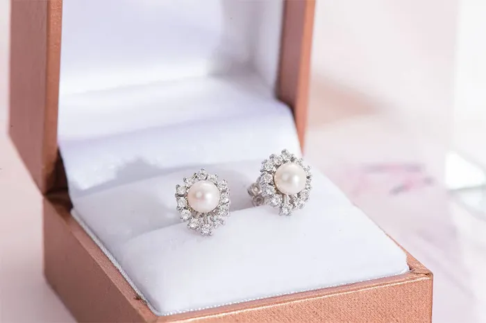 AME Jewellery 5mm White Freshwater Cultured Pearl Flower Earrings in Sterling Silver Earrings