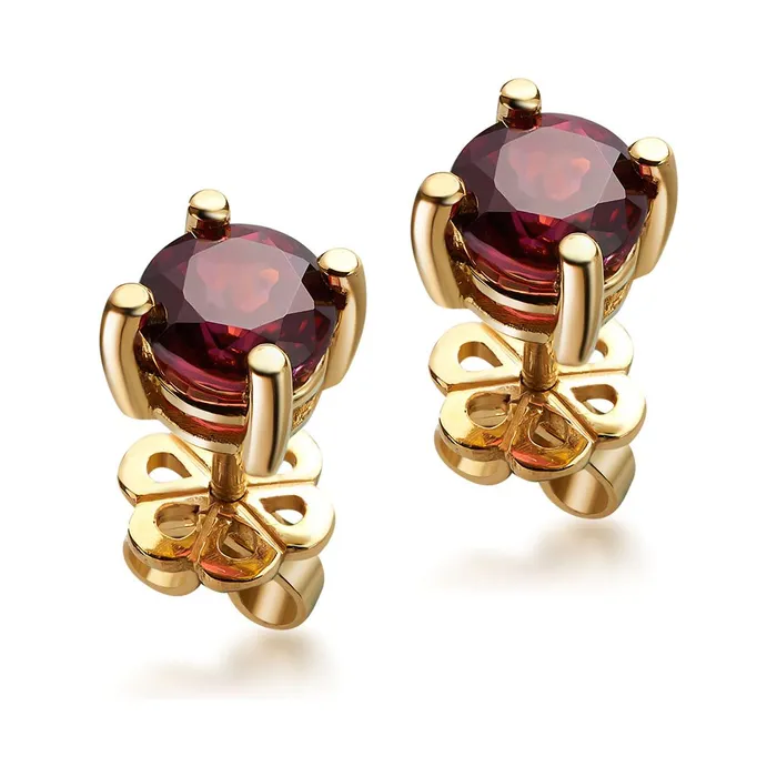 AME Jewellery Earrings Natural Red Garnet 4prong Earrings in 14K Yellow Gold