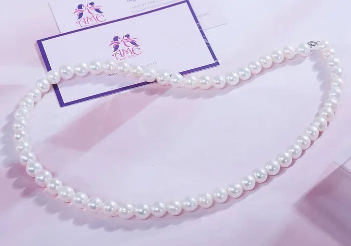AME Jewellery Necklaces White Freshwater Pearl Strand Necklace with Sterling Silver Clasp