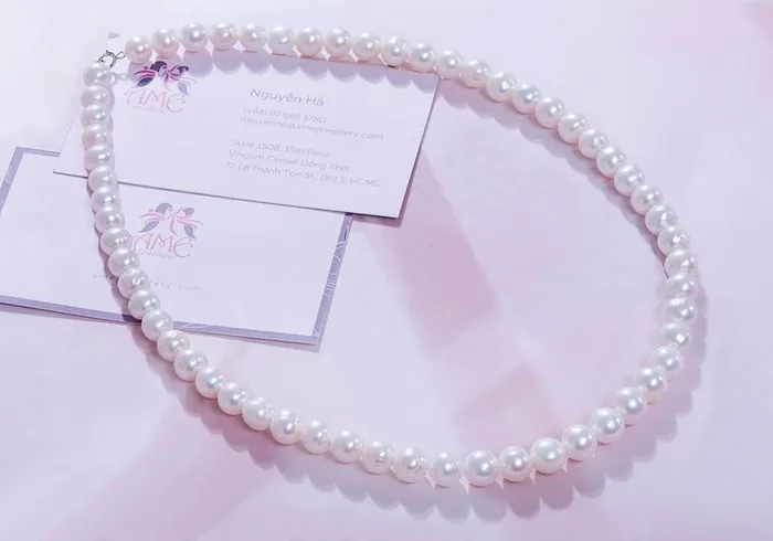AME Jewellery Necklaces White Freshwater Pearl Strand Necklace with Sterling Silver Clasp