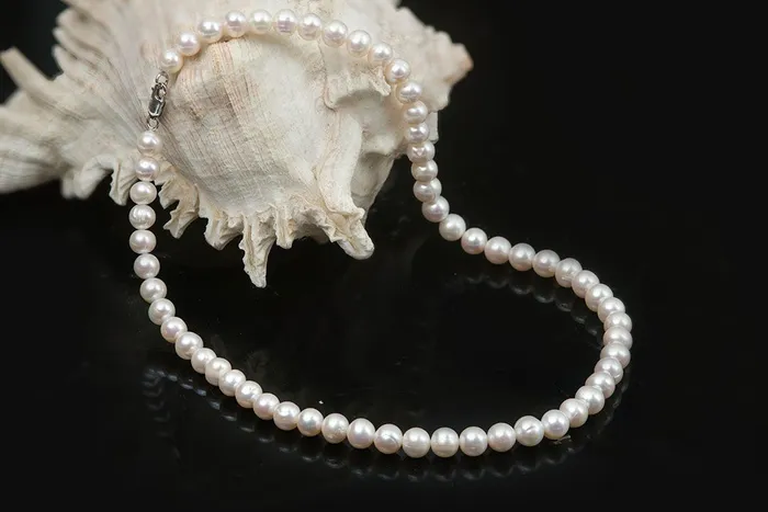 AME Jewellery Necklaces White Freshwater Pearl Strand Necklace with Sterling Silver Clasp
