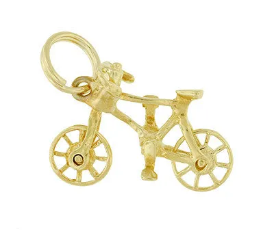 Antique Jewelry Mall Antique Bicycle Charm with Movable Wheels in 14 Karat Yellow Gold Charm Necklaces