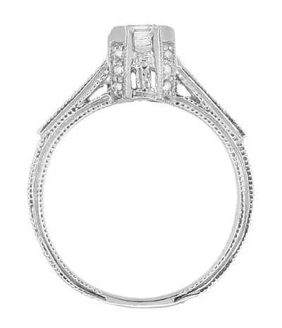 Antique Jewelry Mall Art Deco 12 Carat Asscher Cut Diamond Engagement Ring in 18 Karat White Gold Rings Antique Jewelry Mall Art Deco 12 Carat Asscher Cut Diamond Engagement Ring in 18 Karat White Gold Rings