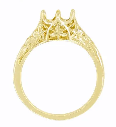 Antique Jewelry Mall Art Deco Yellow Gold 34 Carat Crown of Leaves Filigree Engagement Ring Setting Rings Antique Jewelry Mall Art Deco Yellow Gold 34 Carat Crown of Leaves Filigree Engagement Ring Setting Rings