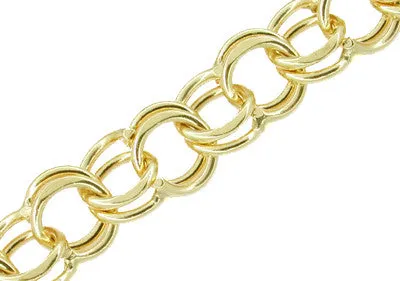 Antique Jewelry Mall Bracelets Double Link Vintage Charm Bracelet in 14 Karat Gold Antique Jewelry Mall Bracelets Double Link Vintage Charm Bracelet in 14 Karat Gold