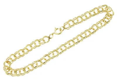 Antique Jewelry Mall Bracelets Double Link Vintage Charm Bracelet in 14 Karat Gold Antique Jewelry Mall Bracelets Double Link Vintage Charm Bracelet in 14 Karat Gold