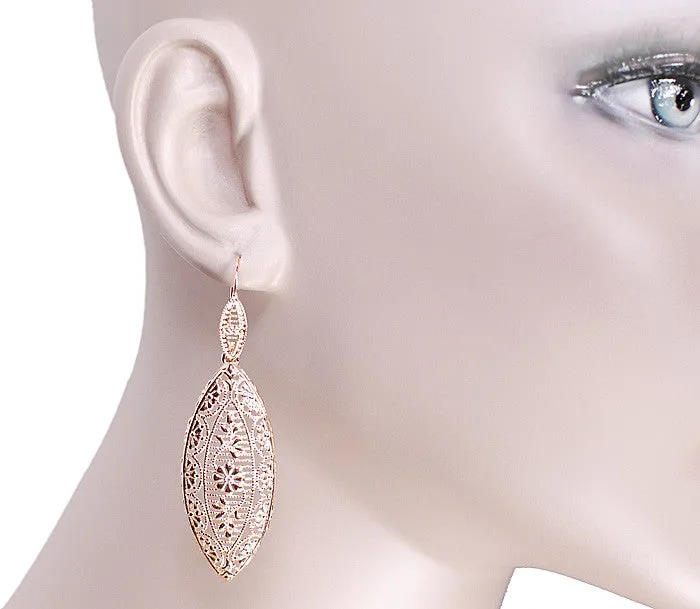 Antique Jewelry Mall Earrings Art Deco Rose Gold Vermeil Dangling Leaf Sterling Silver Filigree Diamond Earrings Antique Jewelry Mall Earrings Art Deco Rose Gold Vermeil Dangling Leaf Sterling Silver Filigree Diamond Earrings