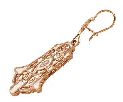 Antique Jewelry Mall Earrings Geometric Dangling Art Deco Rose Gold Vermeil Sterling Silver Filigree Diamond Earrings Antique Jewelry Mall Earrings Geometric Dangling Art Deco Rose Gold Vermeil Sterling Silver Filigree Diamond Earrings