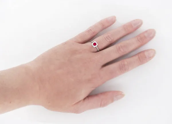 Antique Jewelry Mall Filigree Scrolls Art Deco Engraved Ruby Engagement Ring in 14 Karat White Gold Rings Antique Jewelry Mall Filigree Scrolls Art Deco Engraved Ruby Engagement Ring in 14 Karat White Gold Rings