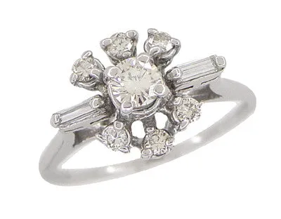 Antique Jewelry Mall Galaxy of Diamonds MidCentury Vintage Ring in 14 Karat White Gold Rings Antique Jewelry Mall Galaxy of Diamonds MidCentury Vintage Ring in 14 Karat White Gold Rings