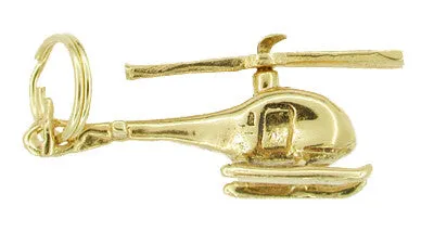 Antique Jewelry Mall Helicopter Charm With Movable Propeller in 14 Karat Gold Charm Necklaces