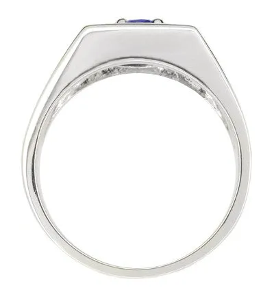 Antique Jewelry Mall Rings 1 Carat Mens Royal Blue Natural Sapphire Ring in 14 Karat White Gold 1950s Reissue Antique Jewelry Mall Rings 1 Carat Mens Royal Blue Natural Sapphire Ring in 14 Karat White Gold 1950s Reissue