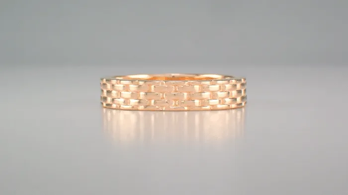 Antique Jewelry Mall Rings 14K Rose Gold Basketweave Wedding Ring 1960s Design 4mm Wide Antique Jewelry Mall Rings 14K Rose Gold Basketweave Wedding Ring 1960s Design 4mm Wide