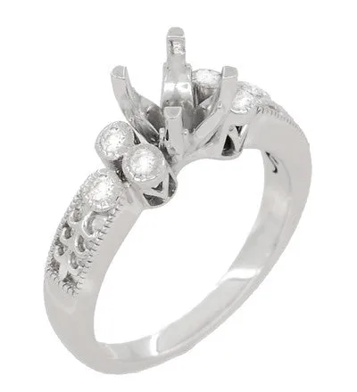 Antique Jewelry Mall Rings Art Deco 34 Carat Diamond Engraved Fleur De Lis Engagement Ring Mounting in 14 Karat White Gold Antique Jewelry Mall Rings Art Deco 34 Carat Diamond Engraved Fleur De Lis Engagement Ring Mounting in 14 Karat White Gold