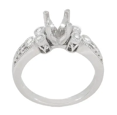 Antique Jewelry Mall Rings Art Deco 34 Carat Diamond Engraved Fleur De Lis Engagement Ring Mounting in 14 Karat White Gold Antique Jewelry Mall Rings Art Deco 34 Carat Diamond Engraved Fleur De Lis Engagement Ring Mounting in 14 Karat White Gold