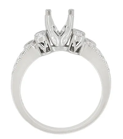 Antique Jewelry Mall Rings Art Deco 34 Carat Diamond Engraved Fleur De Lis Engagement Ring Mounting in 14 Karat White Gold Antique Jewelry Mall Rings Art Deco 34 Carat Diamond Engraved Fleur De Lis Engagement Ring Mounting in 14 Karat White Gold