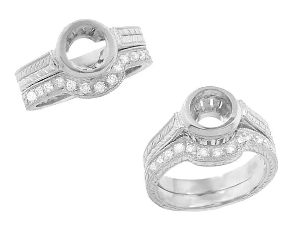 Antique Jewelry Mall Rings Art Deco Diamond Curved Engraved Wheat Wedding Ring in 18 Karat White Gold Antique Jewelry Mall Rings Art Deco Diamond Curved Engraved Wheat Wedding Ring in 18 Karat White Gold