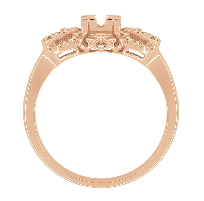Antique Jewelry Mall Rings Art Deco East to West Rose Gold 14 Carat Round Diamond Engagement Ring Setting Antique Jewelry Mall Rings Art Deco East to West Rose Gold 14 Carat Round Diamond Engagement Ring Setting
