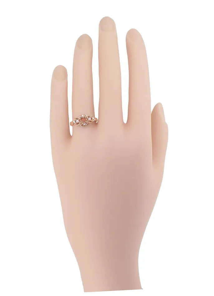 Antique Jewelry Mall Rings Art Deco East to West Rose Gold 14 Carat Round Diamond Engagement Ring Setting Antique Jewelry Mall Rings Art Deco East to West Rose Gold 14 Carat Round Diamond Engagement Ring Setting