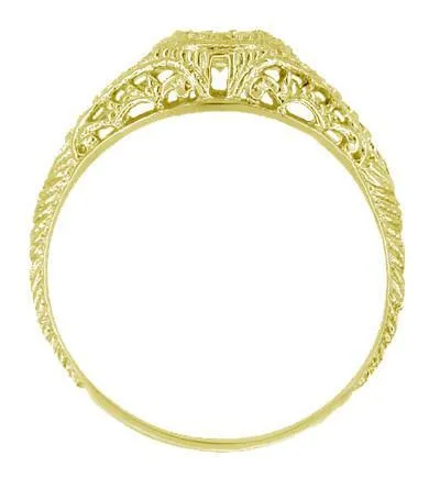 Antique Jewelry Mall Rings Art Deco Engraved Filigree Diamond Engagement Ring with Side Rubies in Yellow Gold Antique Jewelry Mall Rings Art Deco Engraved Filigree Diamond Engagement Ring with Side Rubies in Yellow Gold