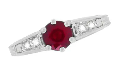 Antique Jewelry Mall Rings Art Deco Filigree Ruby Promise Ring in Sterling Silver with Side White Sapphires Antique Jewelry Mall Rings Art Deco Filigree Ruby Promise Ring in Sterling Silver with Side White Sapphires