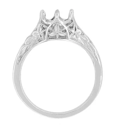 Antique Jewelry Mall Rings Art Deco Platinum 34 Carat Crown of Leaves Filigree Engagement Ring Setting Antique Jewelry Mall Rings Art Deco Platinum 34 Carat Crown of Leaves Filigree Engagement Ring Setting
