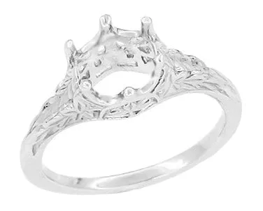 Antique Jewelry Mall Rings Art Deco Platinum 34 Carat Crown of Leaves Filigree Engagement Ring Setting Antique Jewelry Mall Rings Art Deco Platinum 34 Carat Crown of Leaves Filigree Engagement Ring Setting