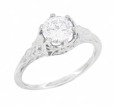 Antique Jewelry Mall Rings Art Deco Platinum 34 Carat Crown of Leaves Filigree Engagement Ring Setting Antique Jewelry Mall Rings Art Deco Platinum 34 Carat Crown of Leaves Filigree Engagement Ring Setting