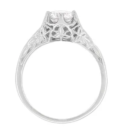 Antique Jewelry Mall Rings Art Deco Platinum 34 Carat Crown of Leaves Filigree Engagement Ring Setting Antique Jewelry Mall Rings Art Deco Platinum 34 Carat Crown of Leaves Filigree Engagement Ring Setting