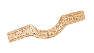 Antique Jewelry Mall Rings Art Deco Scrolls Engraved Contoured Wedding Band in 14 Karat Rose Gold