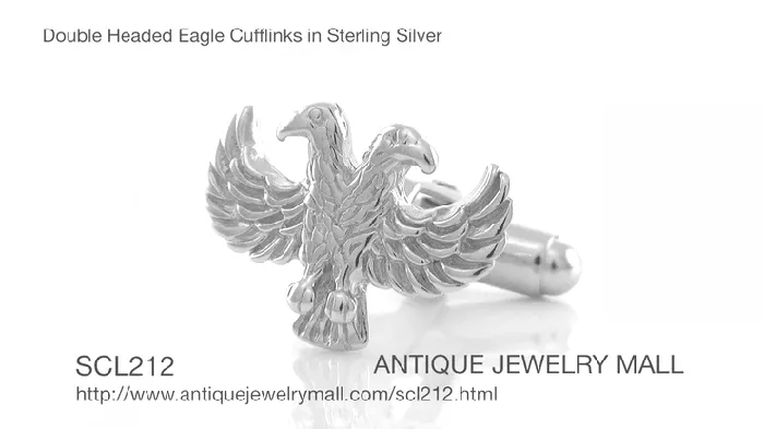 Antique Jewelry Mall Rings Double Headed Eagle Cufflinks in Sterling Silver Antique Jewelry Mall Rings Double Headed Eagle Cufflinks in Sterling Silver