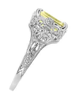 Antique Jewelry Mall Rings Edwardian Filigree Yellow Lemon Quartz Ring in Sterling Silver Antique Jewelry Mall Rings Edwardian Filigree Yellow Lemon Quartz Ring in Sterling Silver