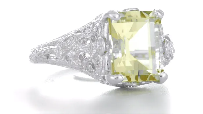 Antique Jewelry Mall Rings Edwardian Filigree Yellow Lemon Quartz Ring in Sterling Silver Antique Jewelry Mall Rings Edwardian Filigree Yellow Lemon Quartz Ring in Sterling Silver