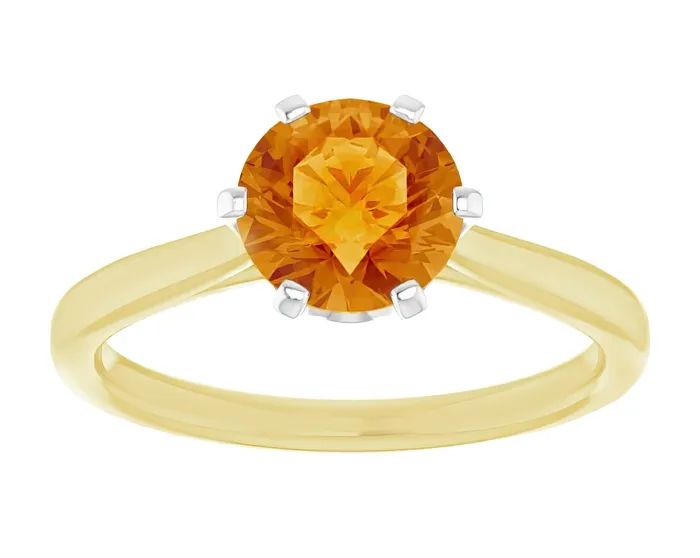Antique Jewelry Mall Rings Heirloom Crown Citrine Solitaire Engagement Ring in 14 Karat Yellow and White Gold Mixed Metals Antique Jewelry Mall Rings Heirloom Crown Citrine Solitaire Engagement Ring in 14 Karat Yellow and White Gold Mixed Metals