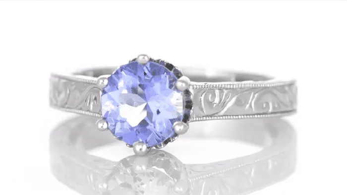 Antique Jewelry Mall Rings Platinum Art Deco Filigree Engraved Scrolls Crown Solitare Tanzanite Engagement Ring Antique Jewelry Mall Rings Platinum Art Deco Filigree Engraved Scrolls Crown Solitare Tanzanite Engagement Ring