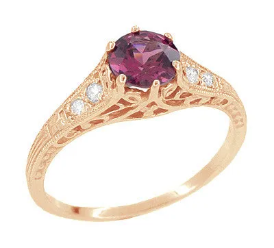 Antique Jewelry Mall Rings Rose Gold Art Deco Raspberry Rhodolite Garnet and Diamond Filigree Engagement Ring Antique Jewelry Mall Rings Rose Gold Art Deco Raspberry Rhodolite Garnet and Diamond Filigree Engagement Ring