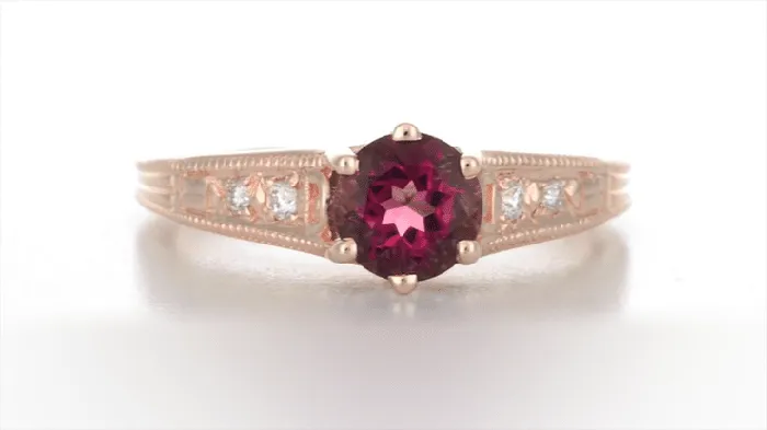 Antique Jewelry Mall Rings Rose Gold Art Deco Raspberry Rhodolite Garnet and Diamond Filigree Engagement Ring Antique Jewelry Mall Rings Rose Gold Art Deco Raspberry Rhodolite Garnet and Diamond Filigree Engagement Ring