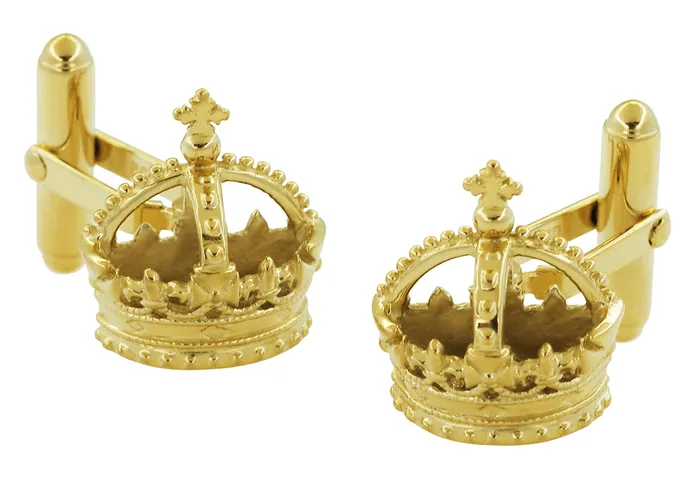 Antique Jewelry Mall Rings Royal Crown Cufflinks in Sterling Silver with Yellow Gold Vermeil Antique Jewelry Mall Rings Royal Crown Cufflinks in Sterling Silver with Yellow Gold Vermeil