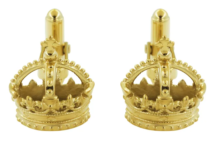 Antique Jewelry Mall Rings Royal Crown Cufflinks in Sterling Silver with Yellow Gold Vermeil Antique Jewelry Mall Rings Royal Crown Cufflinks in Sterling Silver with Yellow Gold Vermeil