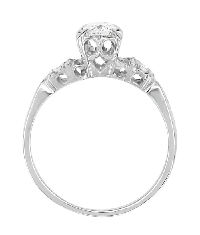 Antique Jewelry Mall Rings Viviane 1950s Square Set Vintage Diamond Engagement Ring in 14 Karat White Gold Antique Jewelry Mall Rings Viviane 1950s Square Set Vintage Diamond Engagement Ring in 14 Karat White Gold