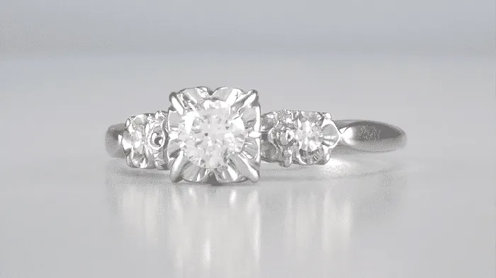 Antique Jewelry Mall Rings Viviane 1950s Square Set Vintage Diamond Engagement Ring in 14 Karat White Gold Antique Jewelry Mall Rings Viviane 1950s Square Set Vintage Diamond Engagement Ring in 14 Karat White Gold