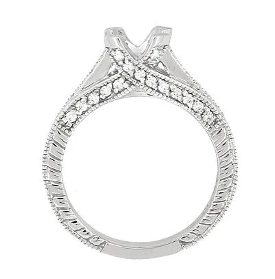 Antique Jewelry Mall Rings X O Kisses 34 Carat Asscher or Round Diamond Engagement Ring Setting in 14 or 18 Karat White Gold Antique Jewelry Mall Rings X O Kisses 34 Carat Asscher or Round Diamond Engagement Ring Setting in 14 or 18 Karat White Gold