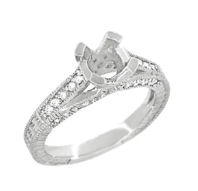 Antique Jewelry Mall Rings X O Kisses 34 Carat Asscher or Round Diamond Engagement Ring Setting in 14 or 18 Karat White Gold Antique Jewelry Mall Rings X O Kisses 34 Carat Asscher or Round Diamond Engagement Ring Setting in 14 or 18 Karat White Gold