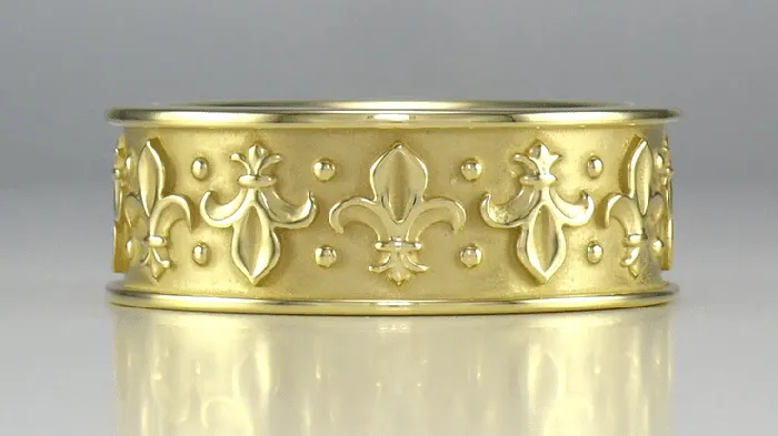 Antique Jewelry Mall Rings Yellow Gold Sculptural Antique Style FleurdeLis Wedding Band 8mm Wide Antique Jewelry Mall Rings Yellow Gold Sculptural Antique Style FleurdeLis Wedding Band 8mm Wide