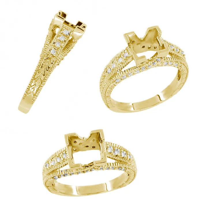 Antique Jewelry Mall X O Kisses Yellow Gold 34 Carat Princess Cut Diamond Engagement Ring Setting Rings Antique Jewelry Mall X O Kisses Yellow Gold 34 Carat Princess Cut Diamond Engagement Ring Setting Rings